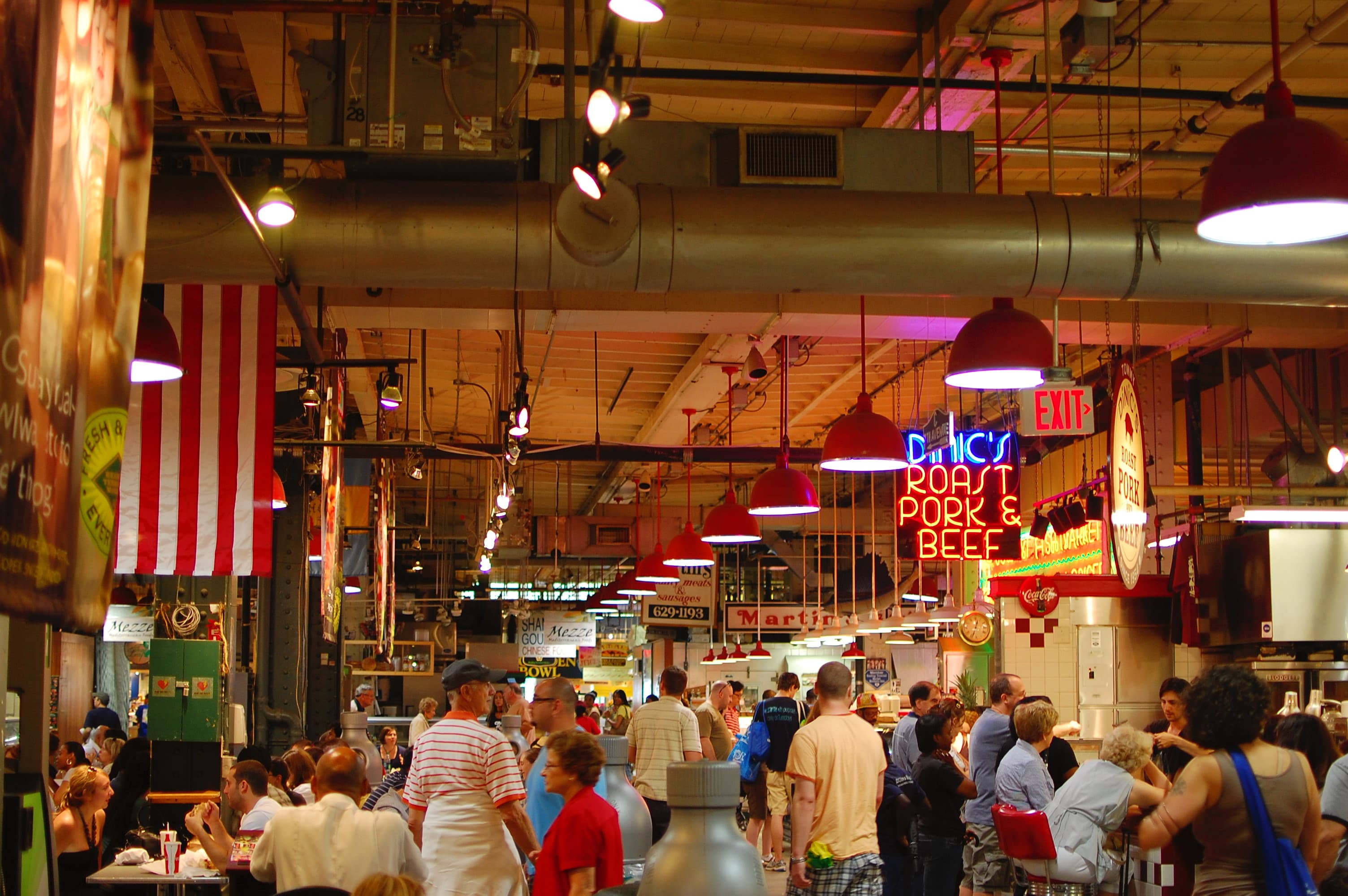 A busy aisle inside Philadelphia's Reading Terminal Market
