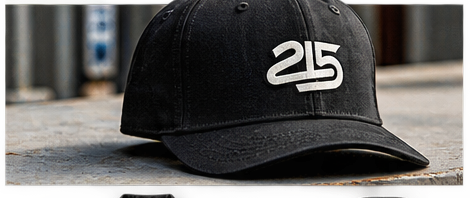 Black cap with embroidered off-white 215 monogram