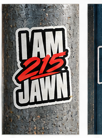 Stacked I AM 215 JAWN street sticker prototype
